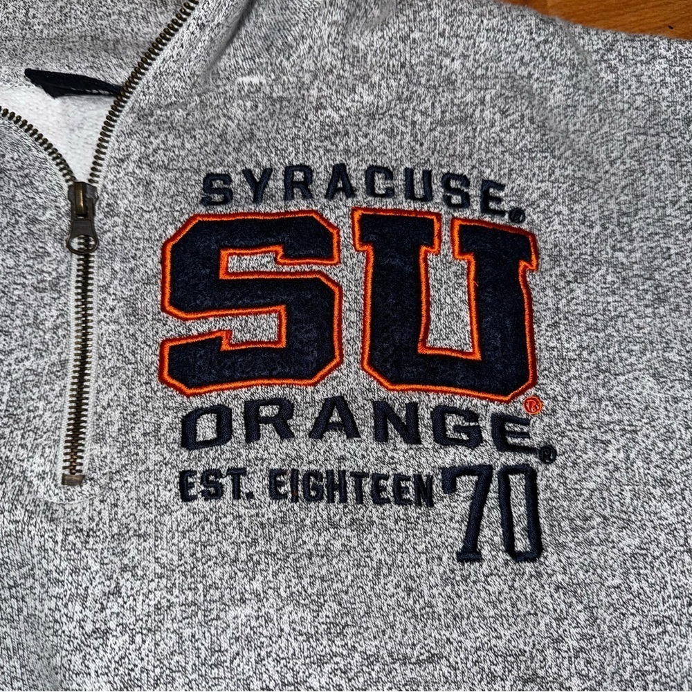 Syracuse Orange SU 1/4 Zip Collared Neck Gray Sweatshirt Jacket Fleece Size S - Picture 2 of 12